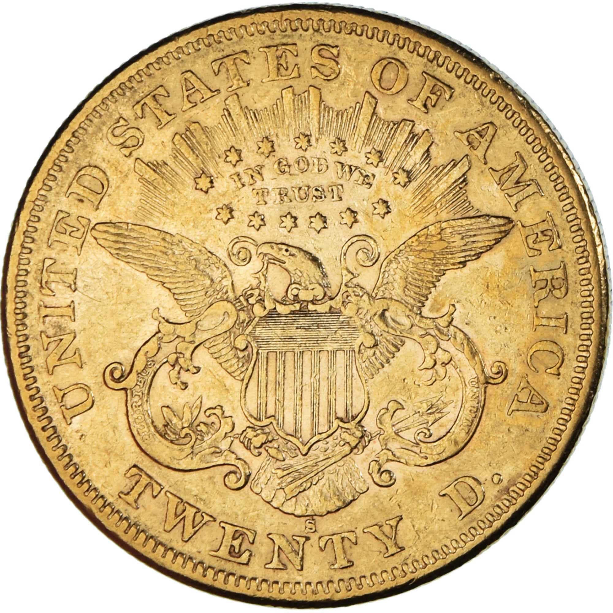 Moneda, Estados Unidos, $20, Double Eagle, 1876, San Francisco, MBC, Oro