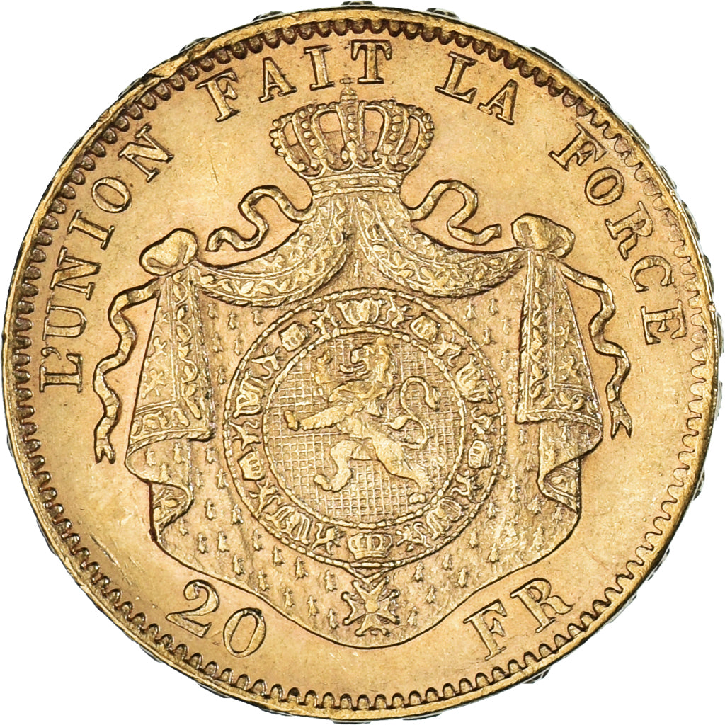 Munten, België, Leopold II, 20 Francs, 20 Frank, 1878, PR, Goud, KM:37