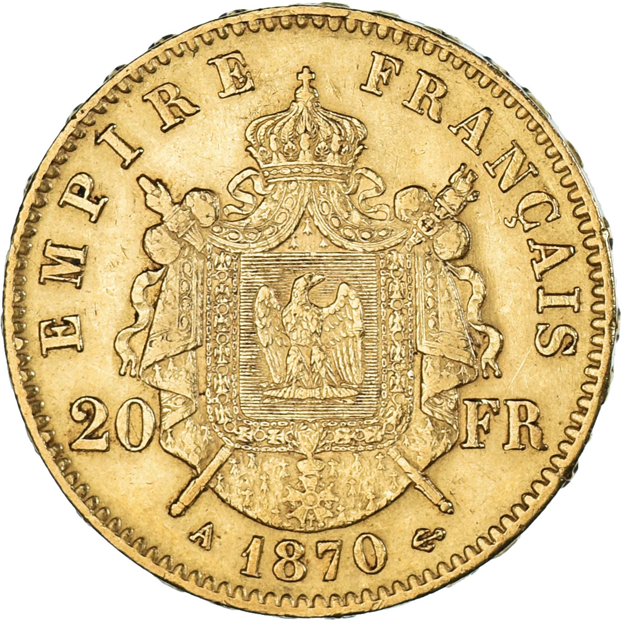 Coin, France, Napoleon III, Napoléon III, 20 Francs, 1870, Paris, EF(40-45)