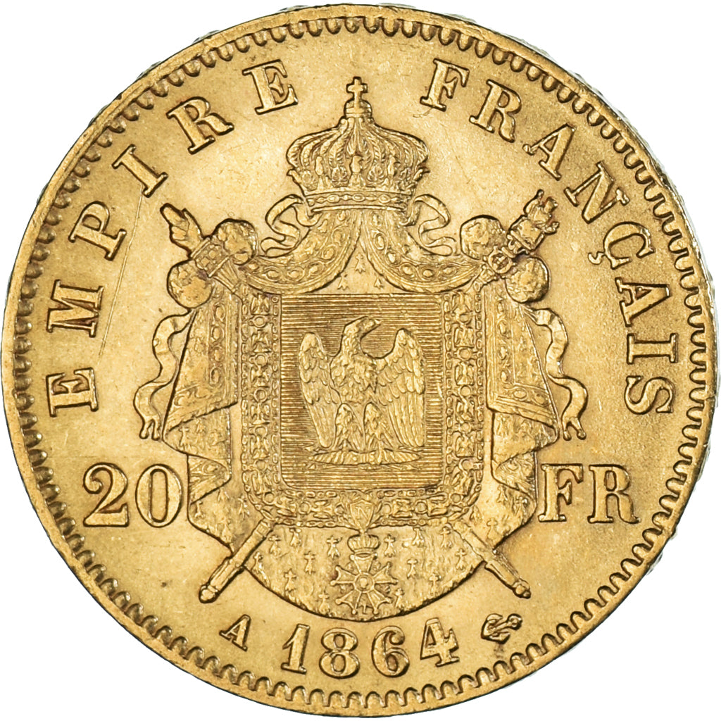 Moneda, Francia, Napoléon III, 20 Francs, 1864, Paris, EBC, Oro, KM:801.1