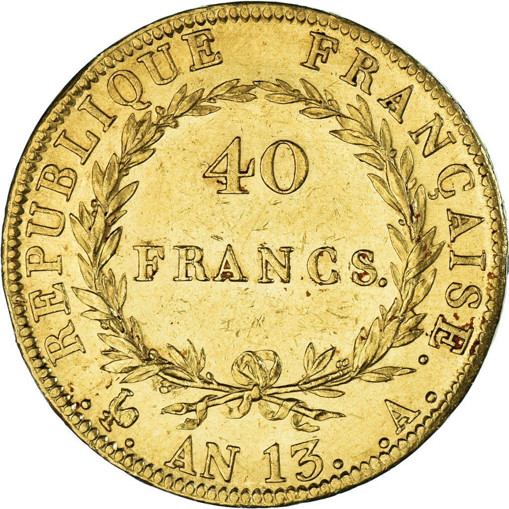 Monnaie, France, Napoleon I, 40 Francs, AN 13, Paris, TTB+, Or, KM:664.1, Le