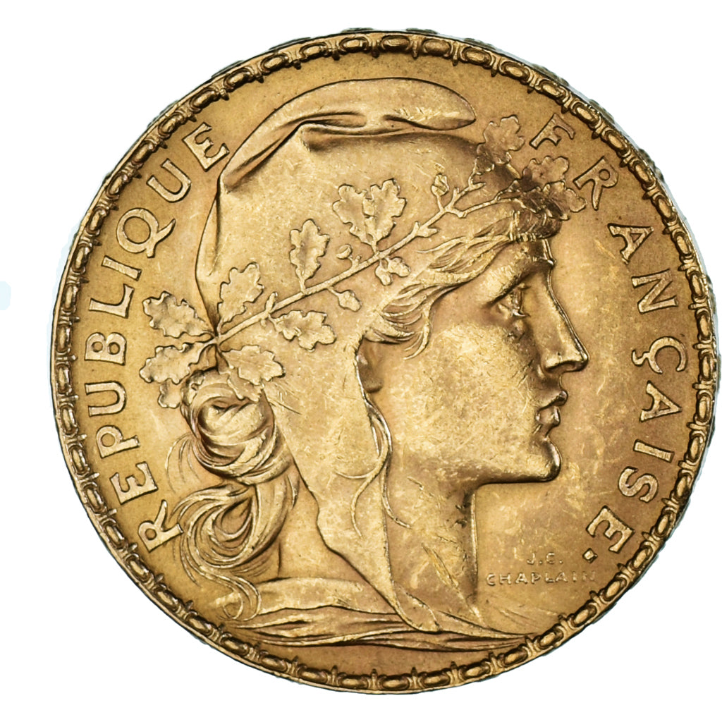 Munten, Frankrijk, Marianne, 20 Francs, 1906, Paris, Coq, PR, Goud, KM:847