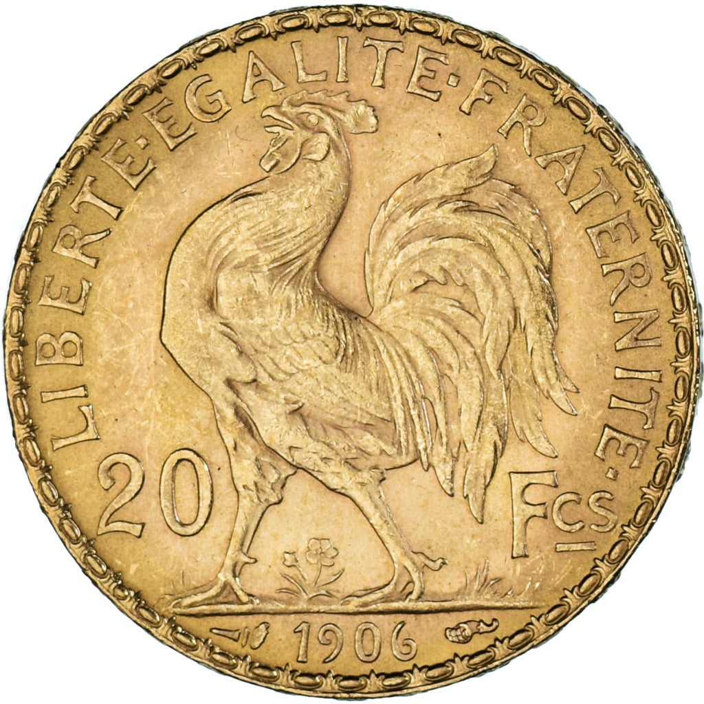 Munten, Frankrijk, Marianne, 20 Francs, 1906, Paris, Coq, PR, Goud, KM:847