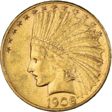 Moneda, Estados Unidos, Indian Head, $10, Eagle, 1908, Philadelphia, EBC, Oro