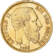 Moneta, Belgio, Leopold II, 20 Francs, 20 Frank, 1868, SPL-, Oro, KM:32