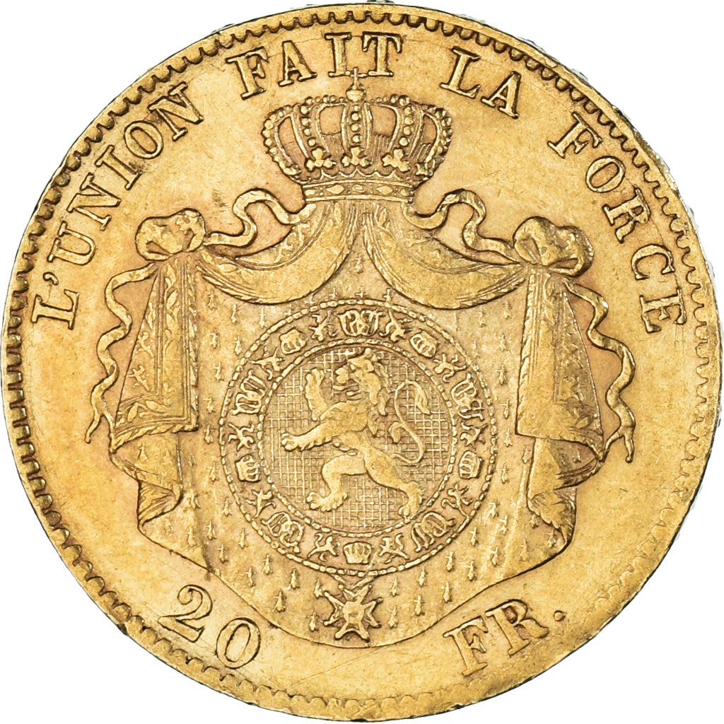 Moneta, Belgio, Leopold II, 20 Francs, 20 Frank, 1868, SPL-, Oro, KM:32