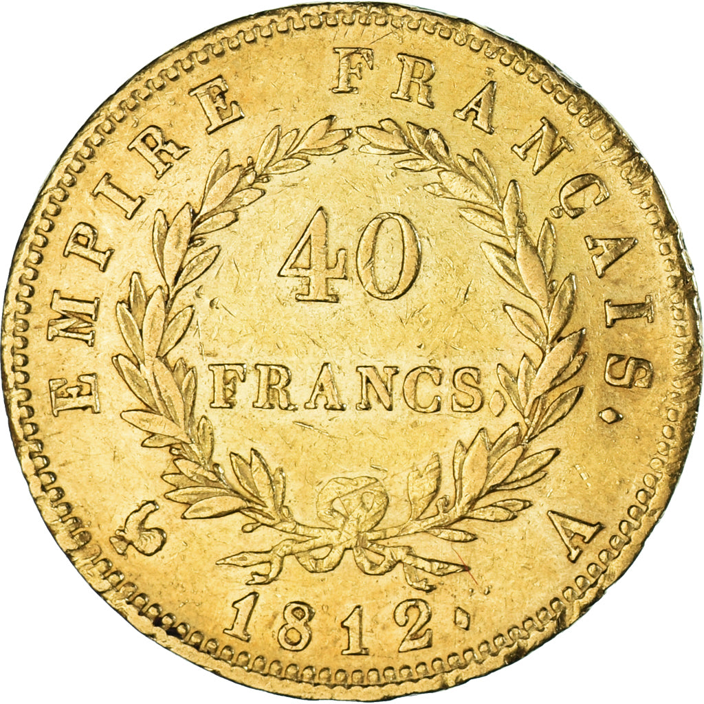 Moneda, Francia, Napoléon I, 40 Francs, 1812, Paris, MBC, Oro, KM:696.1