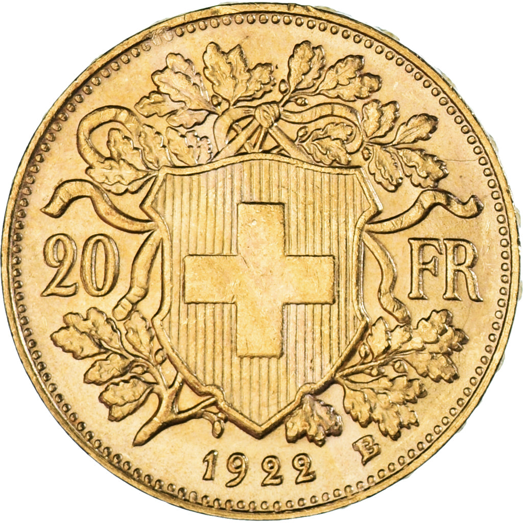 Moneda, Suiza, 20 Francs, 1922, Bern, SC, Oro, KM:35.1