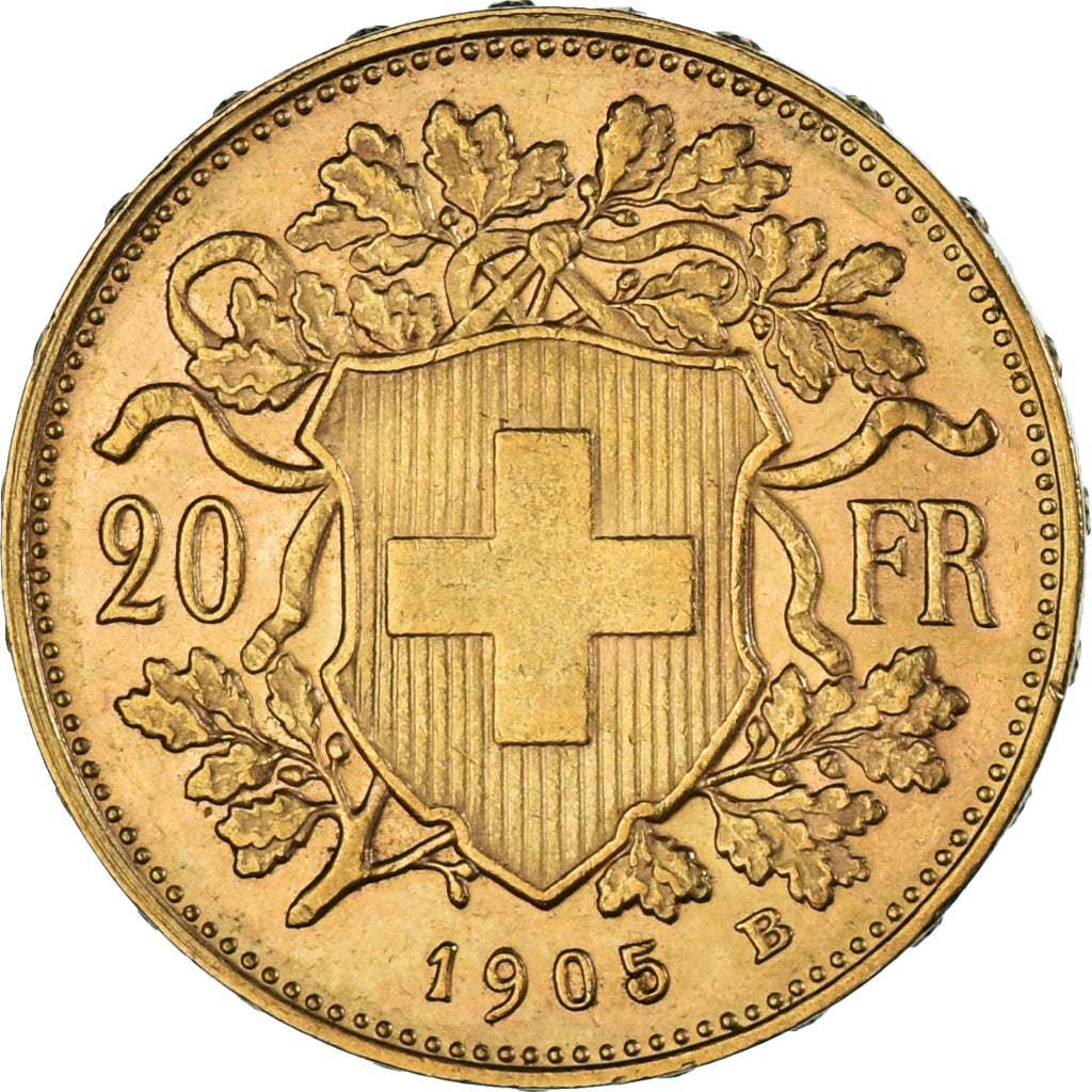 Moneda, Suiza, 20 Francs, 1905, Bern, MBC+, Oro, KM:35.1
