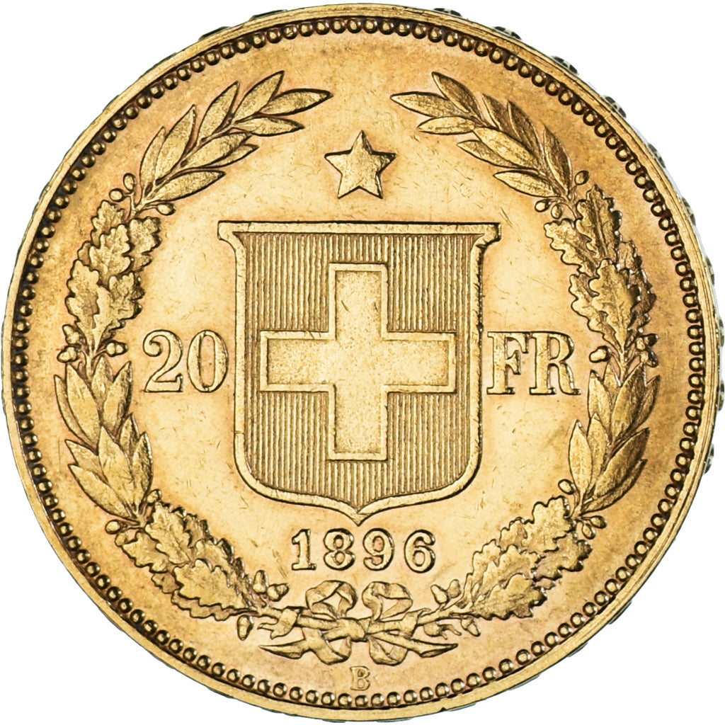 Moneda, Suiza, 20 Francs, 1896, Bern, MBC, Oro