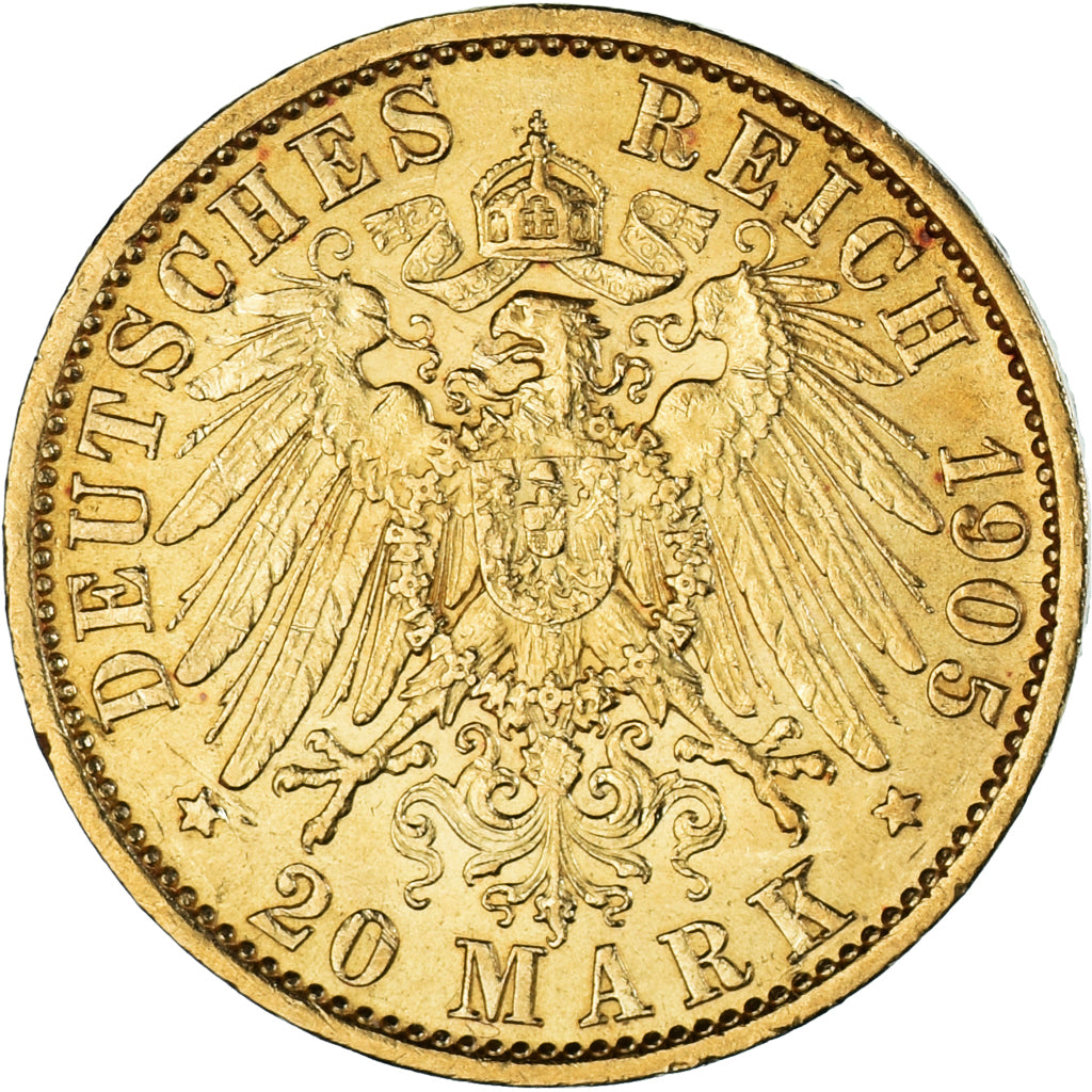 Munten, Duitse staten, PRUSSIA, Wilhelm II, 20 Mark, 1905, Berlin, ZF+, Goud