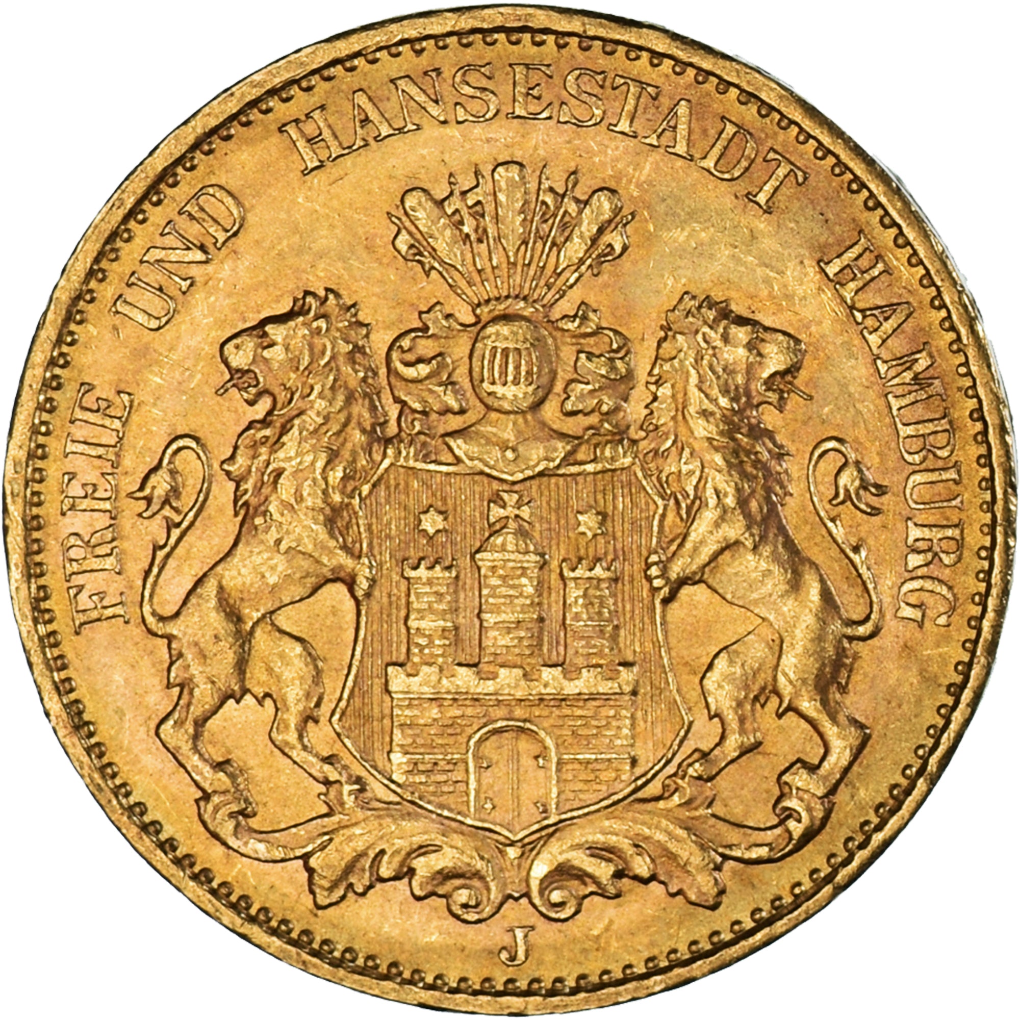 German States, HAMBURG, 20 Mark, 1913, Hamburg, MS(60-62), Gold, KM:618