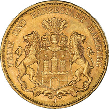 German States, HAMBURG, 20 Mark, 1913, Hamburg, MS(60-62), Gold, KM:618