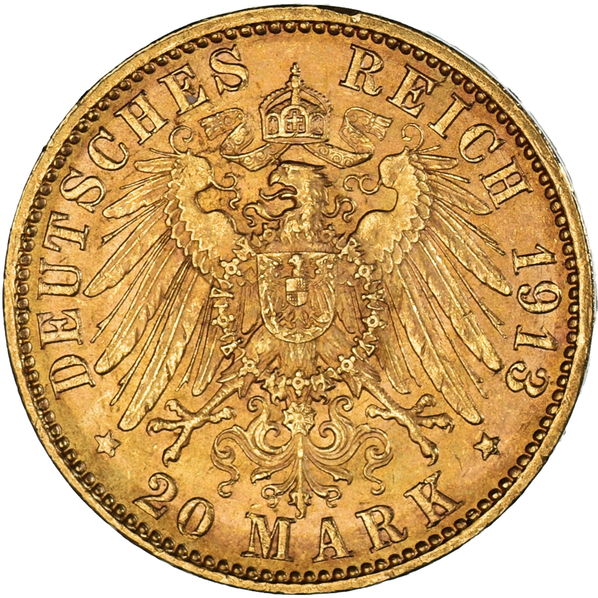 German States, HAMBURG, 20 Mark, 1913, Hamburg, MS(60-62), Gold, KM:618