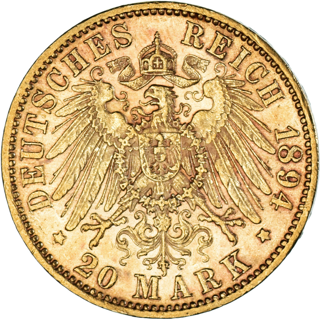 Monnaie, Etats allemands, PRUSSIA, Wilhelm II, 20 Mark, 1894, Berlin, TTB+, Or
