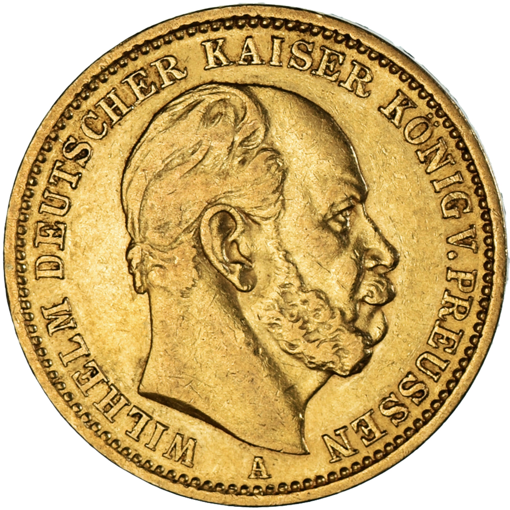 Moeda, Estados Alemães, PRUSSIA, Wilhelm I, 20 Mark, 1872, Berlin, AU(55-58)
