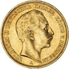 Moeda, Estados Alemães, PRUSSIA, Wilhelm II, 20 Mark, 1896, Berlin, AU(55-58)