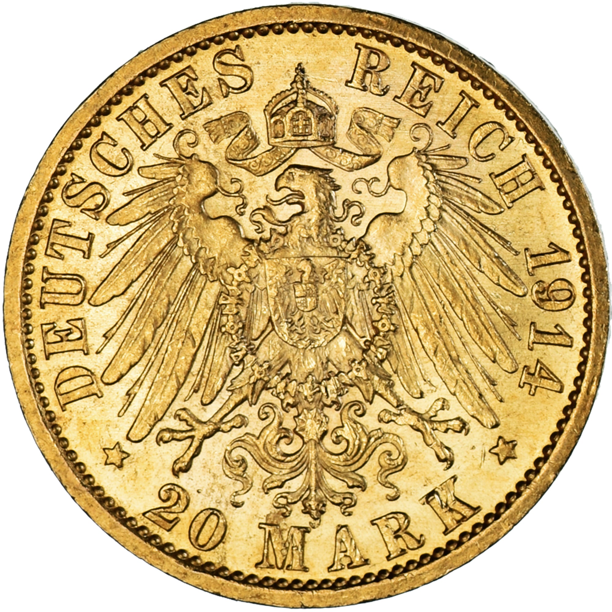 Moeda, Estados Alemães, PRUSSIA, Wilhelm II, 20 Mark, 1914, Berlin, AU(55-58)
