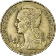Coin, Madagascar, 20 Francs, 1953, Paris, EF(40-45), Aluminum-Bronze, KM:7