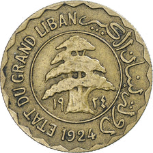 Coin, Lebanon, 2 Piastres, 1924, Paris, EF(40-45), Aluminum-Bronze, KM:1