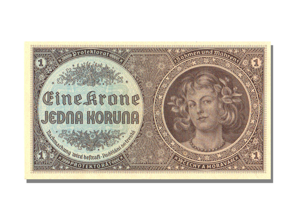 Bohemia and Moravia, 1 Koruna, KM #3a, UNC(65-70), B 054