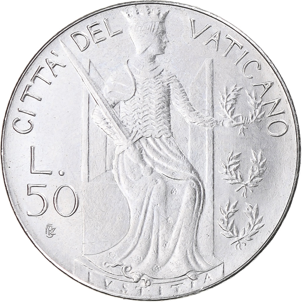 Coin, VATICAN CITY, John Paul II, 50 Lire, 1979, Roma, MS(63), Stainless Steel