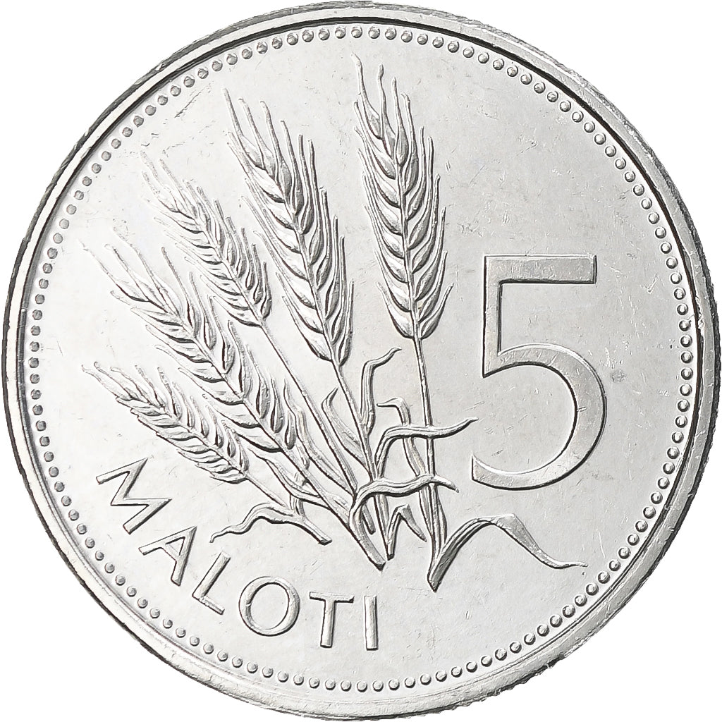 Coin, Lesotho, Moshoeshoe II, 5 Maloti, 1998, AU(55-58), Nickel plated steel