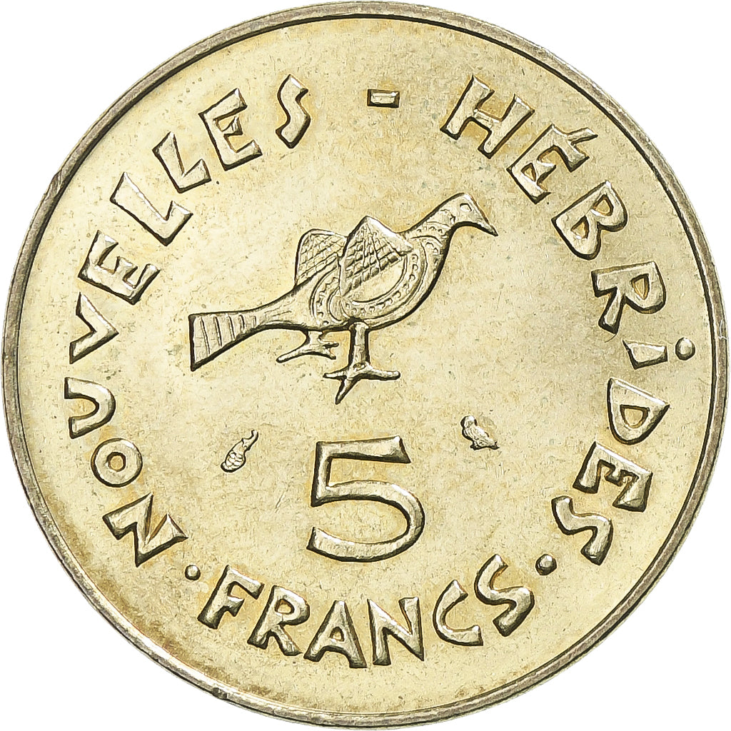 Moneta, Nuove Ebridi, 5 Francs, 1970, Paris, SPL-, Nichel-ottone, KM:6.1