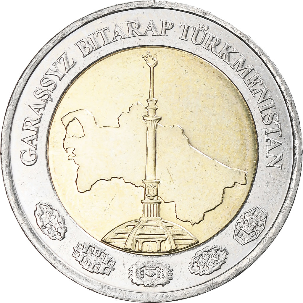 Turkmanistan, 2 Manat, 2010, Bi-Metallic, MS(63), KM:104