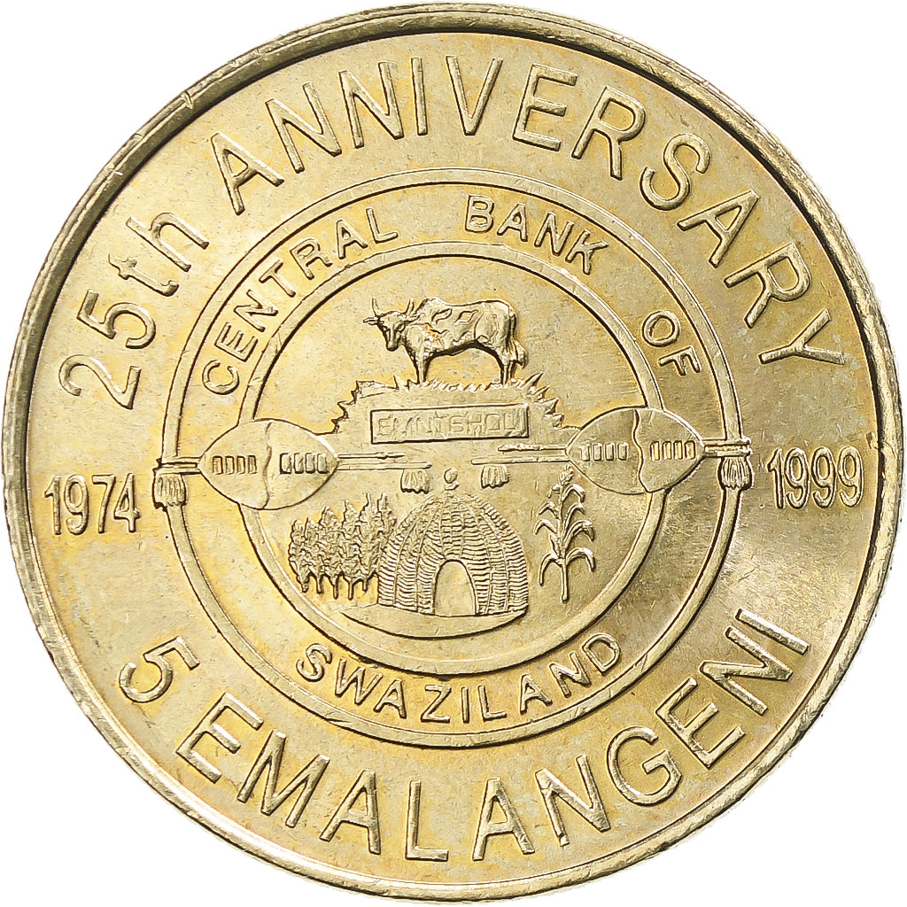Swaziland, King Msawati III, 5 Emalangeni, 1999, British Royal Mint, Ottone