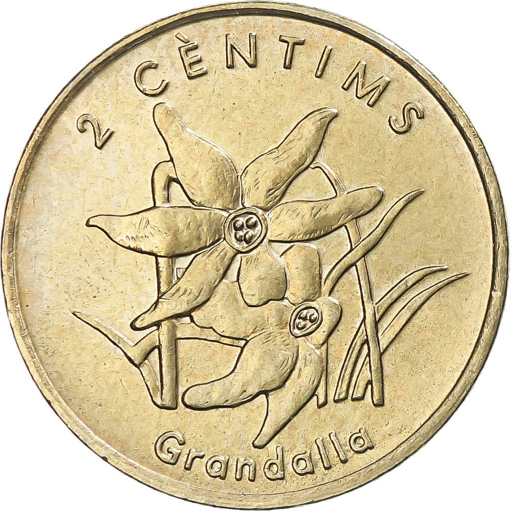 Andorre, 2 Centims, 2002, Laiton, FDC, KM:179