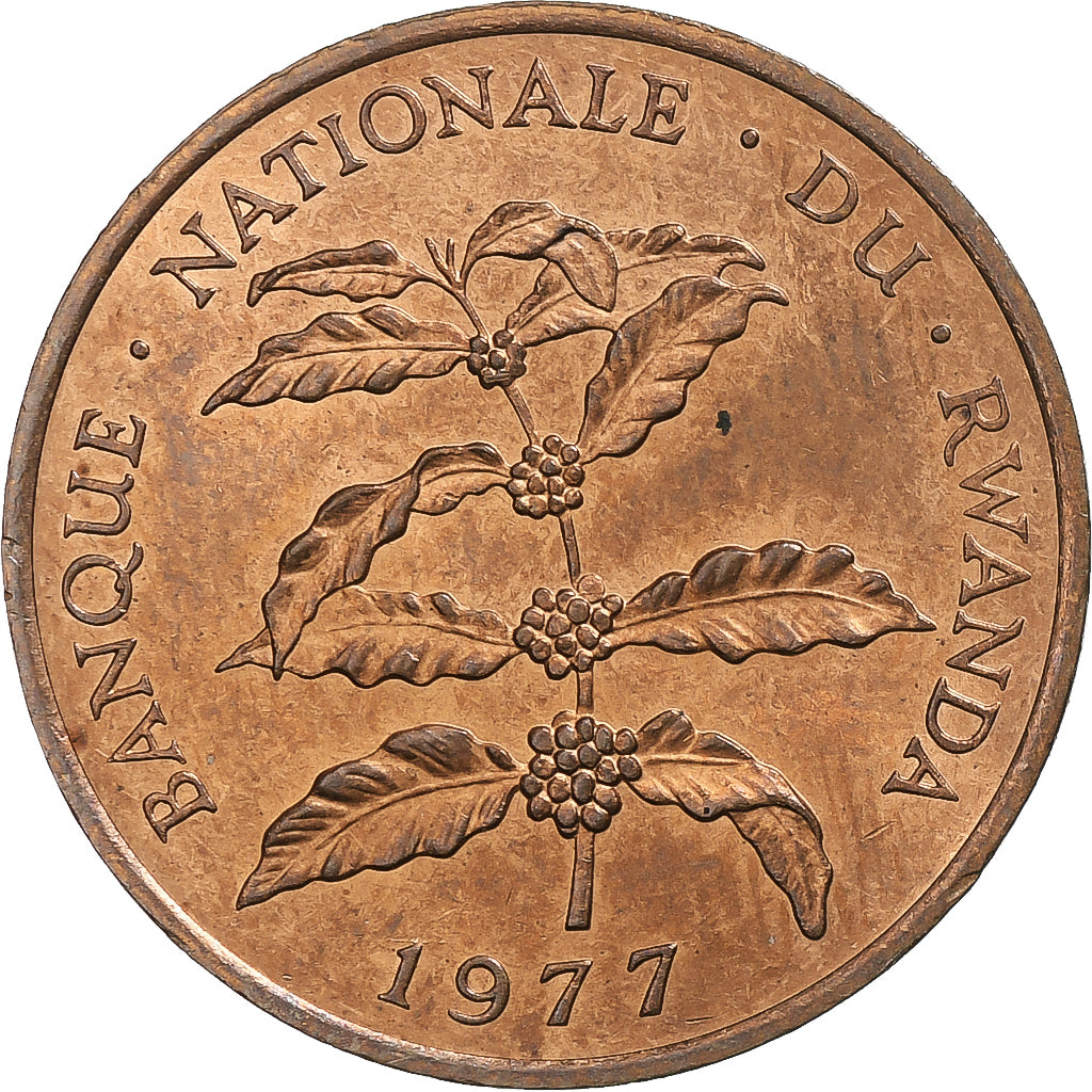 Rwanda, 5 Francs, 1977, British Royal Mint, Bronze, AU(55-58), KM:13