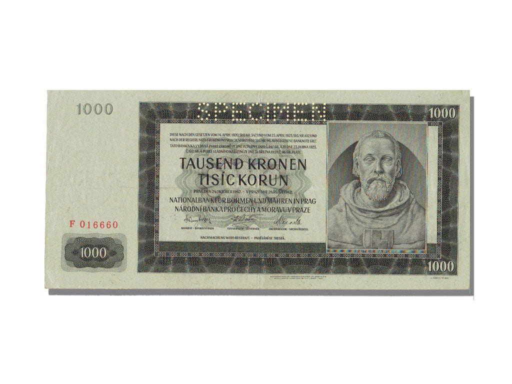 Bohemia and Moravia, 1000 Korun, 1942, 1942-10-24, UNC(65-70)