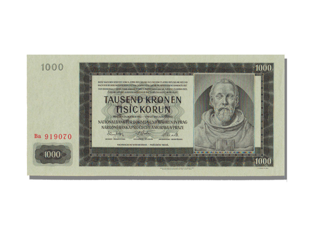 Billet, Bohemia and Moravia, 1000 Korun, 1942, 1942-10-24, NEUF