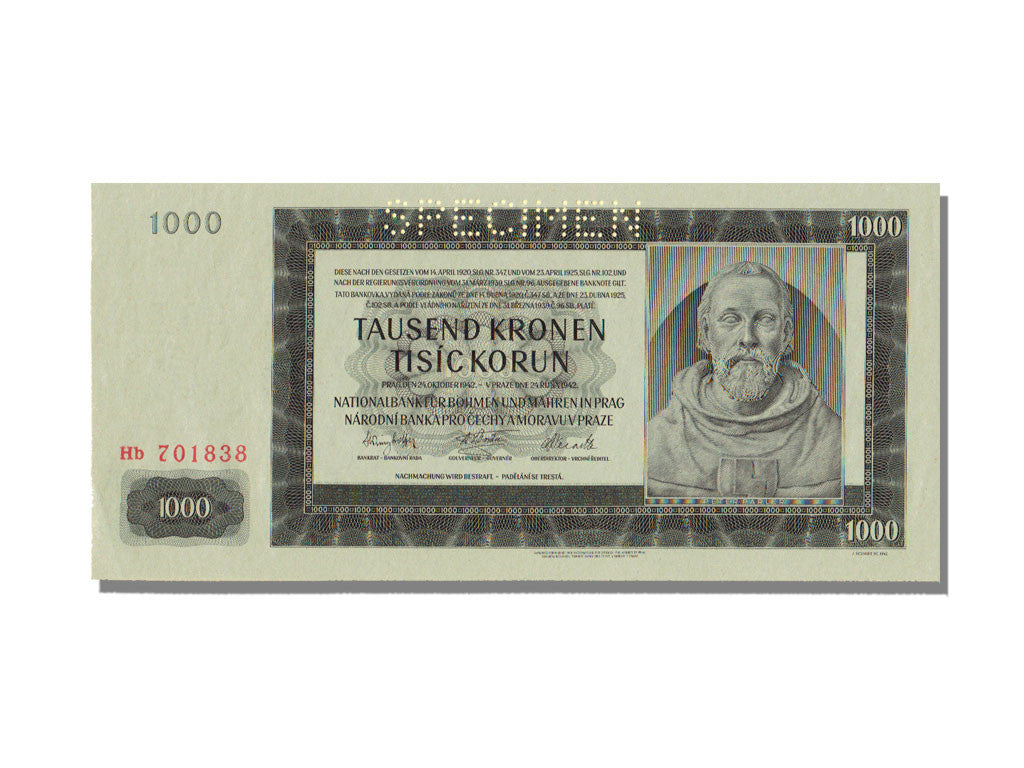 Banknote, Bohemia and Moravia, 1000 Korun, 1942, 1942-10-24, UNC(65-70)