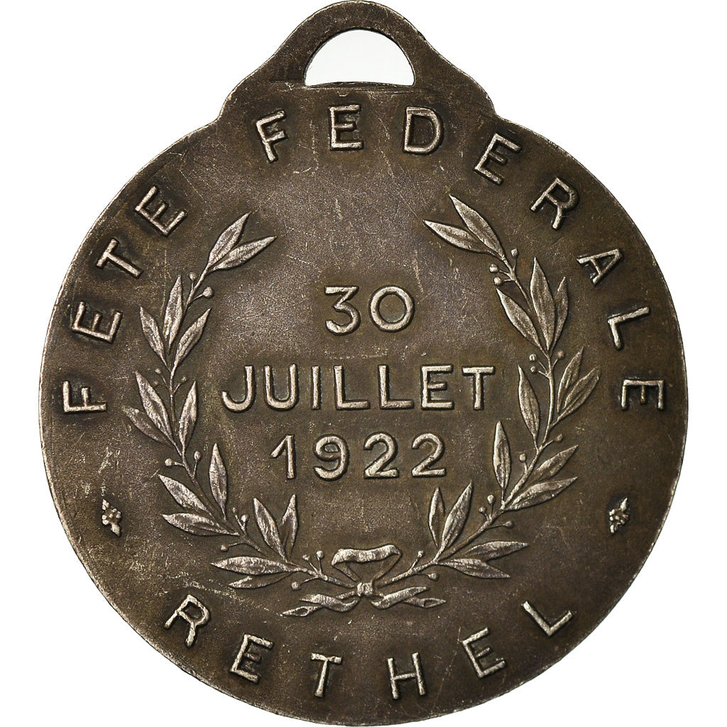 França, Medal, Fête Fédérale de Rethel, 1922, Rasumny, AU(55-58), Bronze