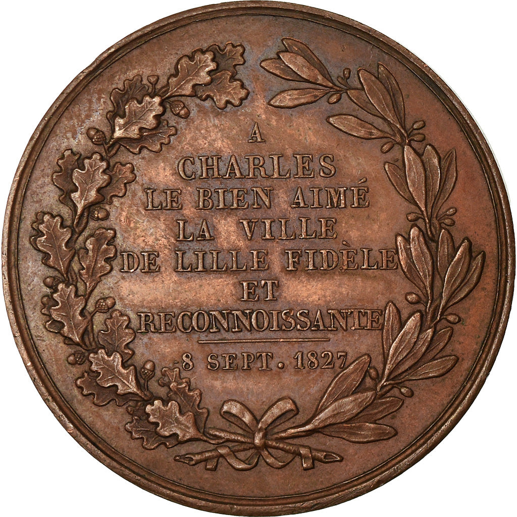 Francia, Token, A Charles X, La Ville de Lille Reconnaissante, 1827, De
