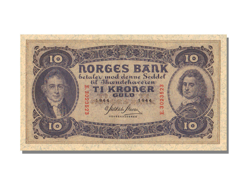 Norway, 10 Kroner, 1944, KM #8c, UNC(65-70), E