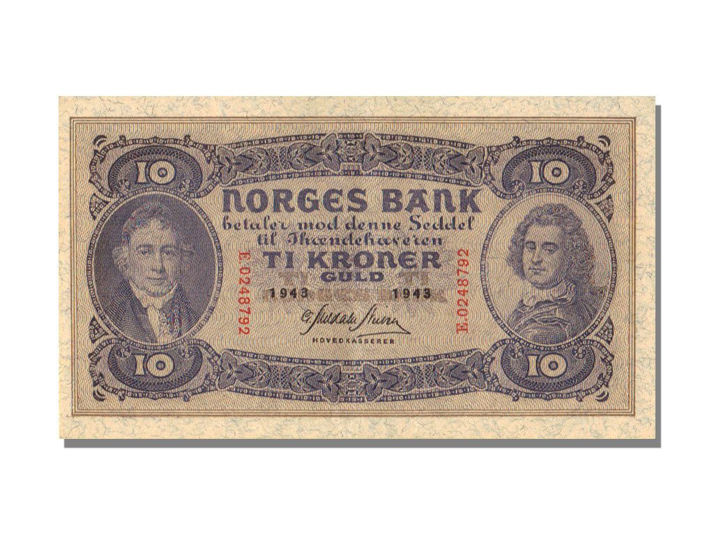 Norway, 10 Kroner, 1943, UNC(65-70), E