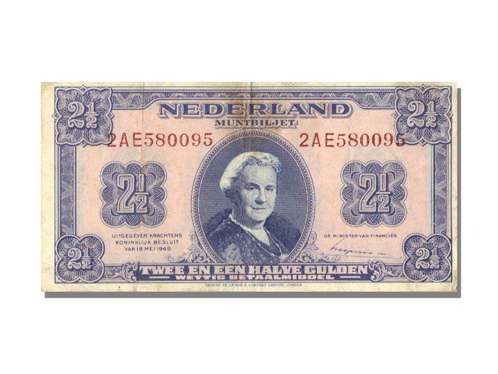 Netherlands, 2 1/2 Gulden, 1945, KM #71, 1945-05-18, EF(40-45), 2 AE