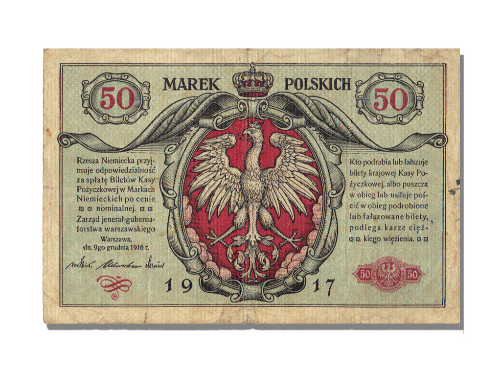 Poland, 50 Marek, 1917, KM #5, VF(20-25), A 139430