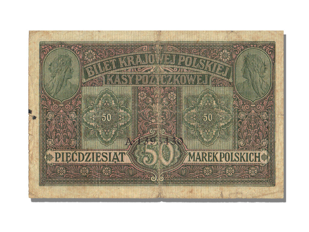 Poland, 50 Marek, 1917, KM #5, VF(20-25), A 139430