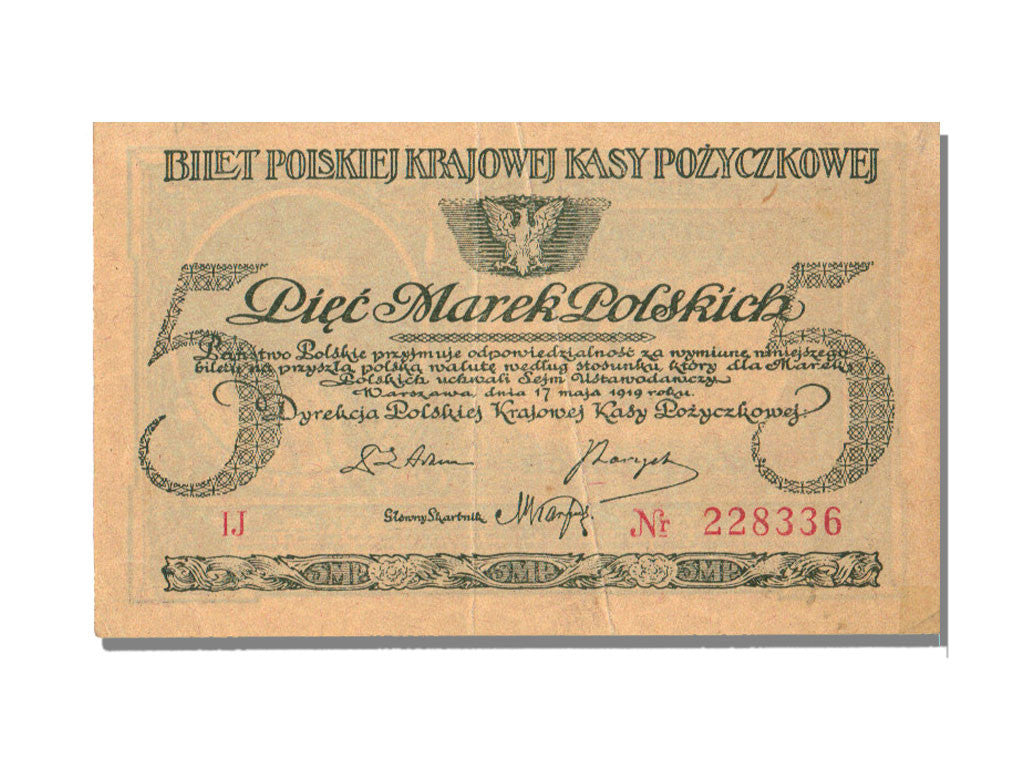 Poland, 5 Marek, 1919, KM #20a, 1919-05-17, UNC(65-70), IJ