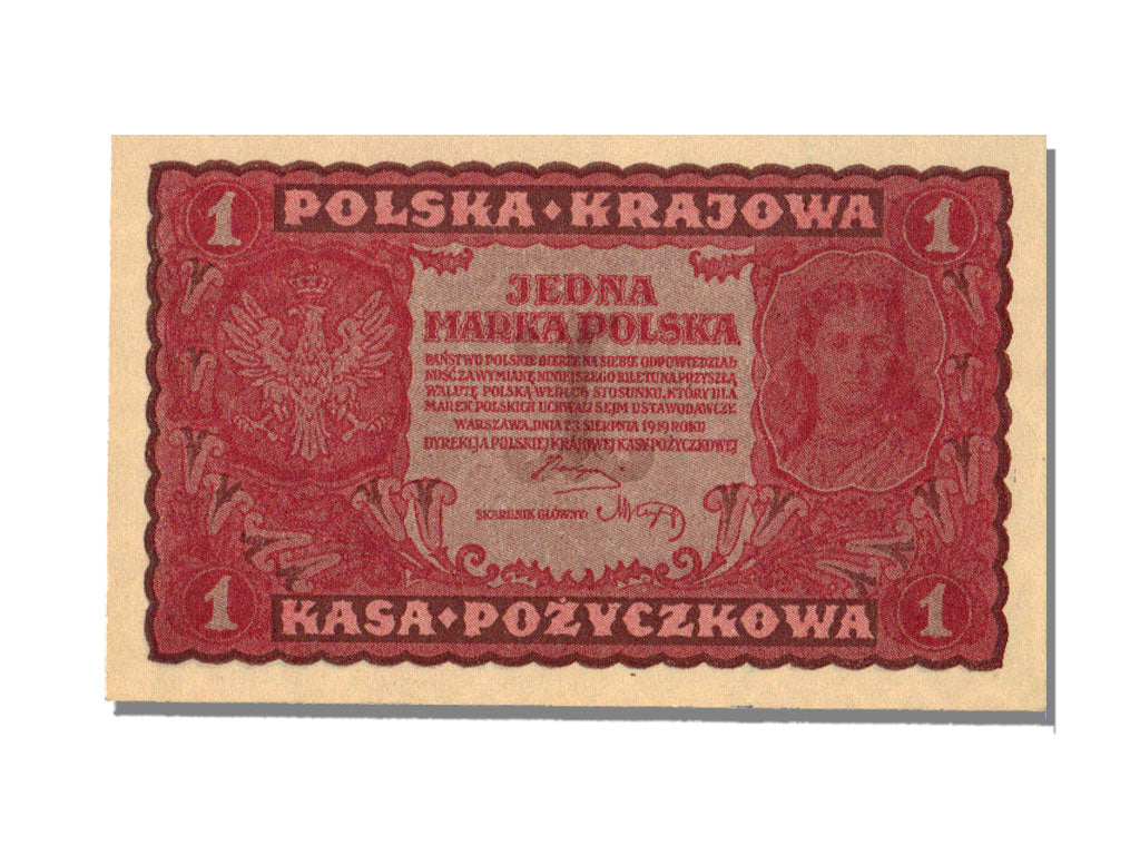 Poland, 1 Marka, 1919, KM #23, 1919-08-23, UNC(65-70), BW
