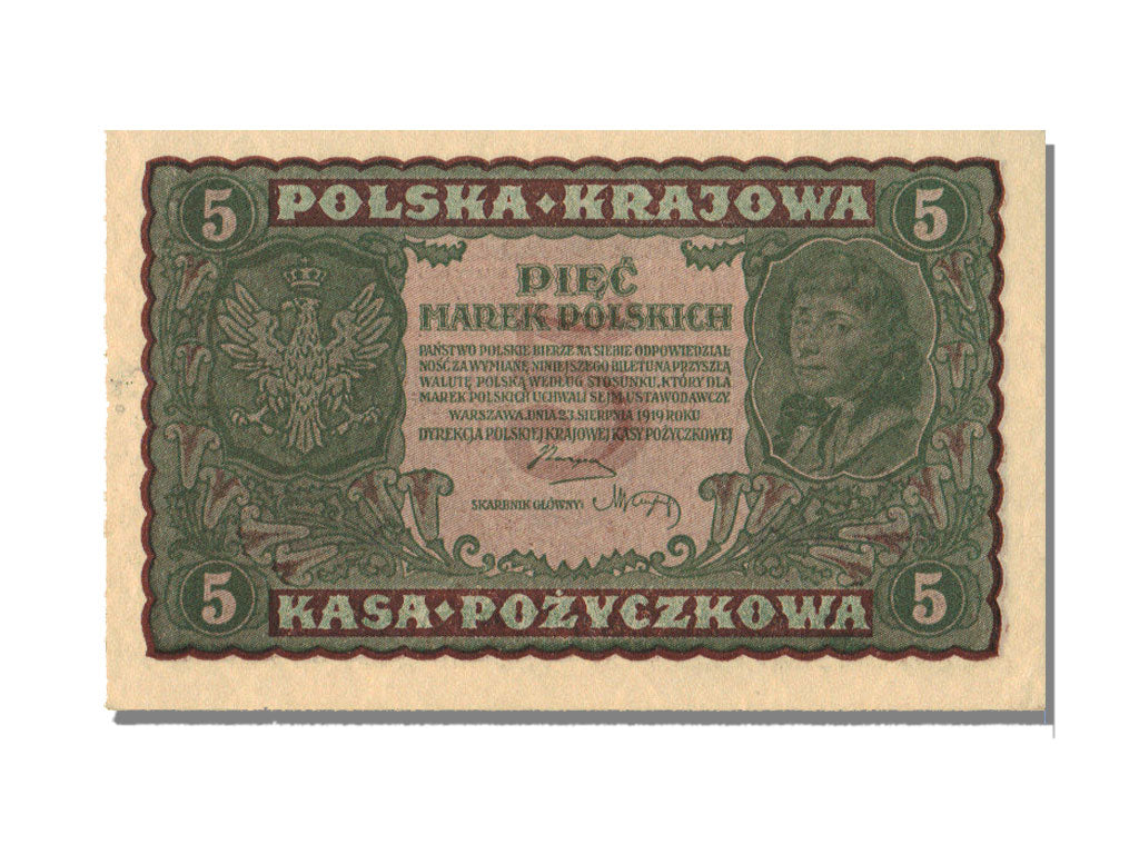 Poland, 5 Marek, 1919, 1919-08-23, UNC(65-70)
