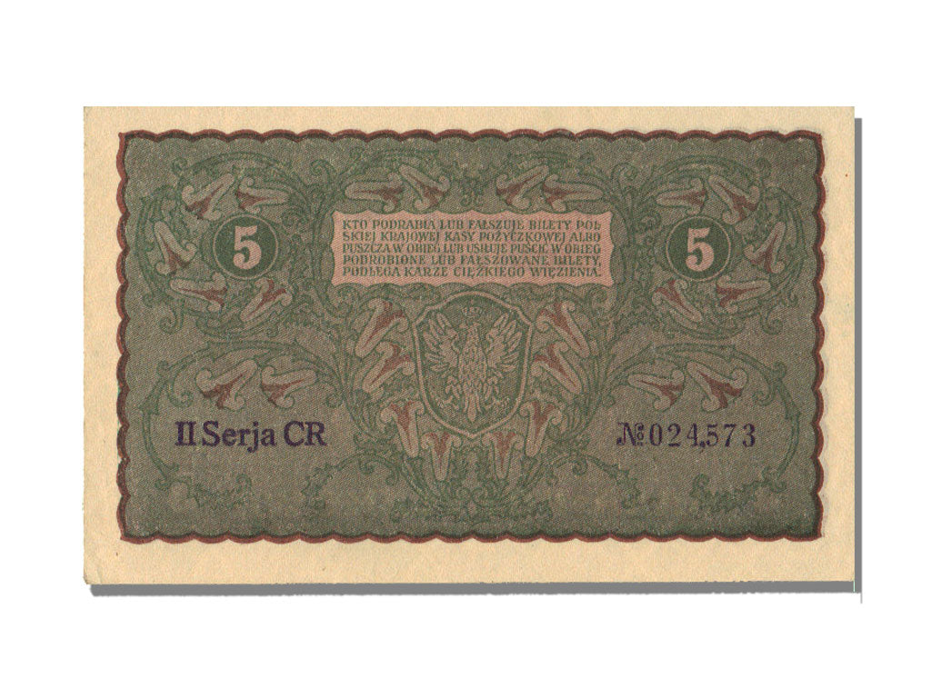 Poland, 5 Marek, 1919, 1919-08-23, UNC(65-70)