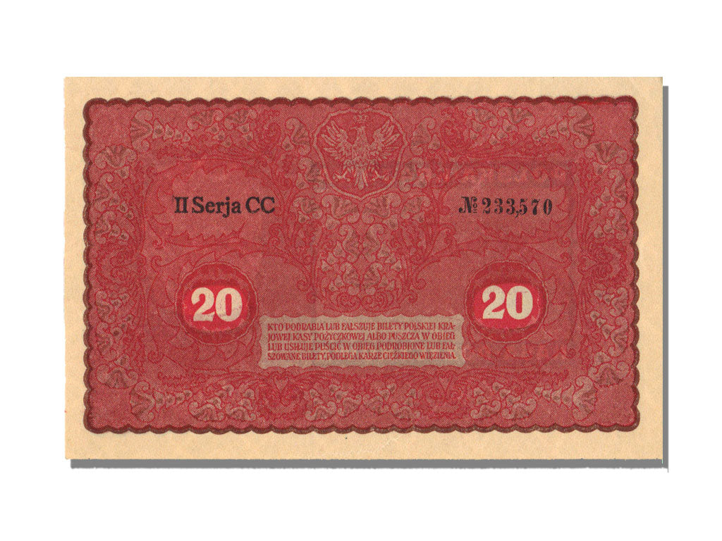 Poland, 20 Marek, 1919, KM #26, 1919-08-23, UNC(65-70), CC