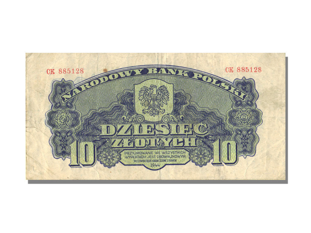Poland, 10 Zlotych, 1944, KM #110, EF(40-45), CK
