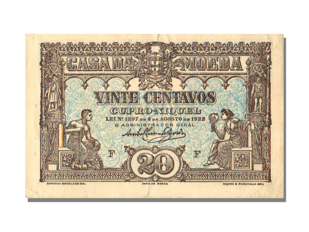 Portugal, 20 Centavos, 1922, AU(55-58)