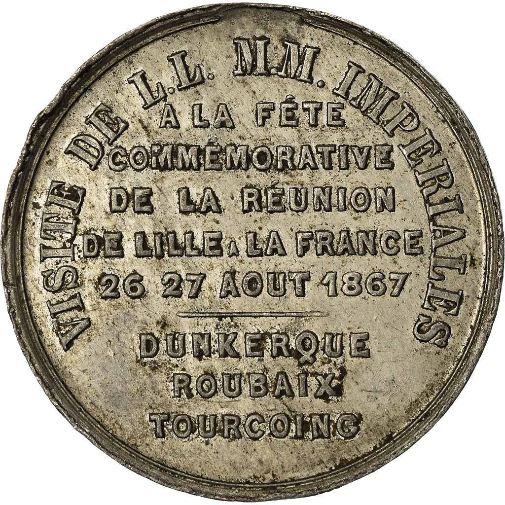 Frankreich, Token, Second Empire, Fête de la Réunion de Lille à la France